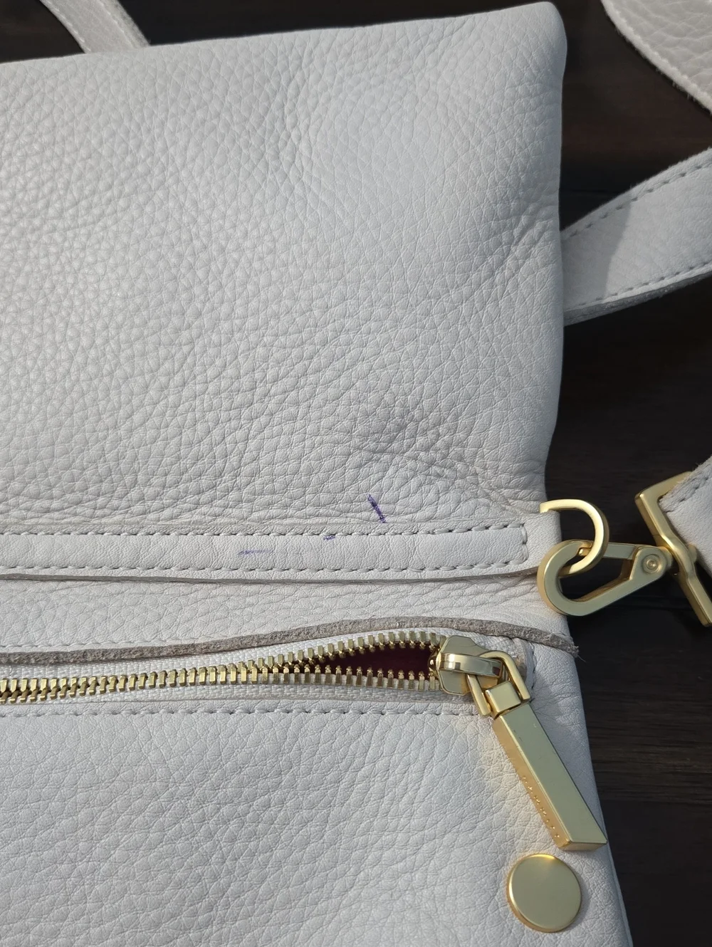 HAMMITT VIP Crossbody Clutch Medium Pebbled Leather Off White Brushed Gold